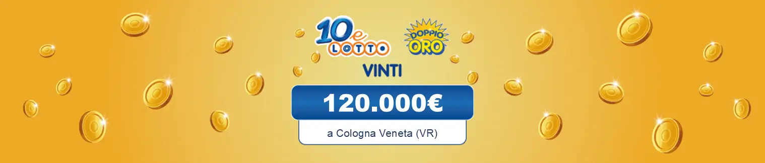 La vincita più alta al 10eLotto della giornata è stata di  120.000€ a Cologna Veneta in Veneto