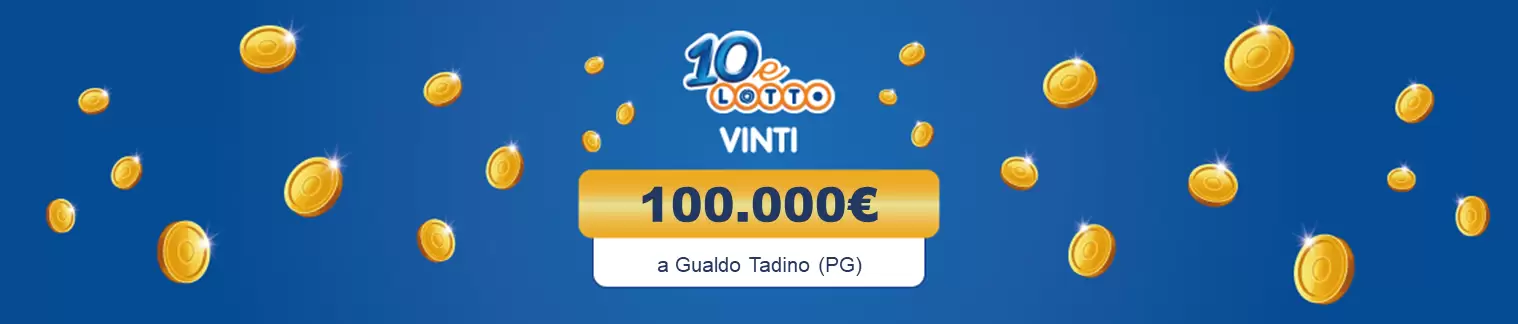 Vincita 10eLotto il 09 luglio da 100.000€ a Gualdo Tadino
