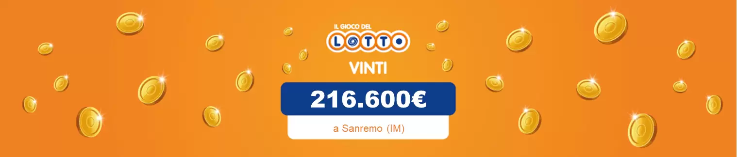 Vincita al Lotto il 29 aprile da 216.600 a Sanremo